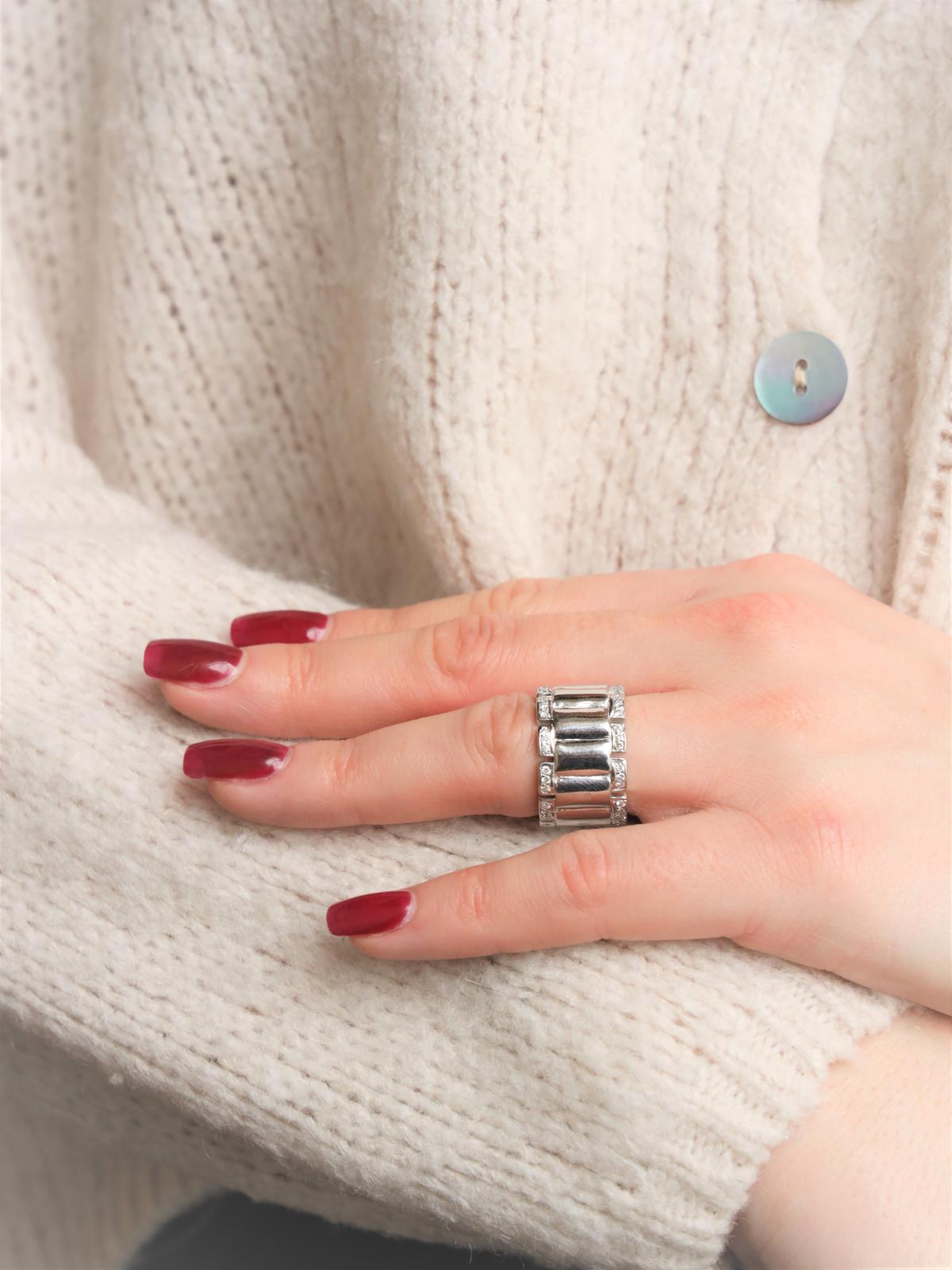 Bague Bandeau en or blanc et diamants