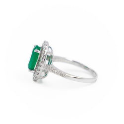 Bague Pompadour Or blanc Emeraude