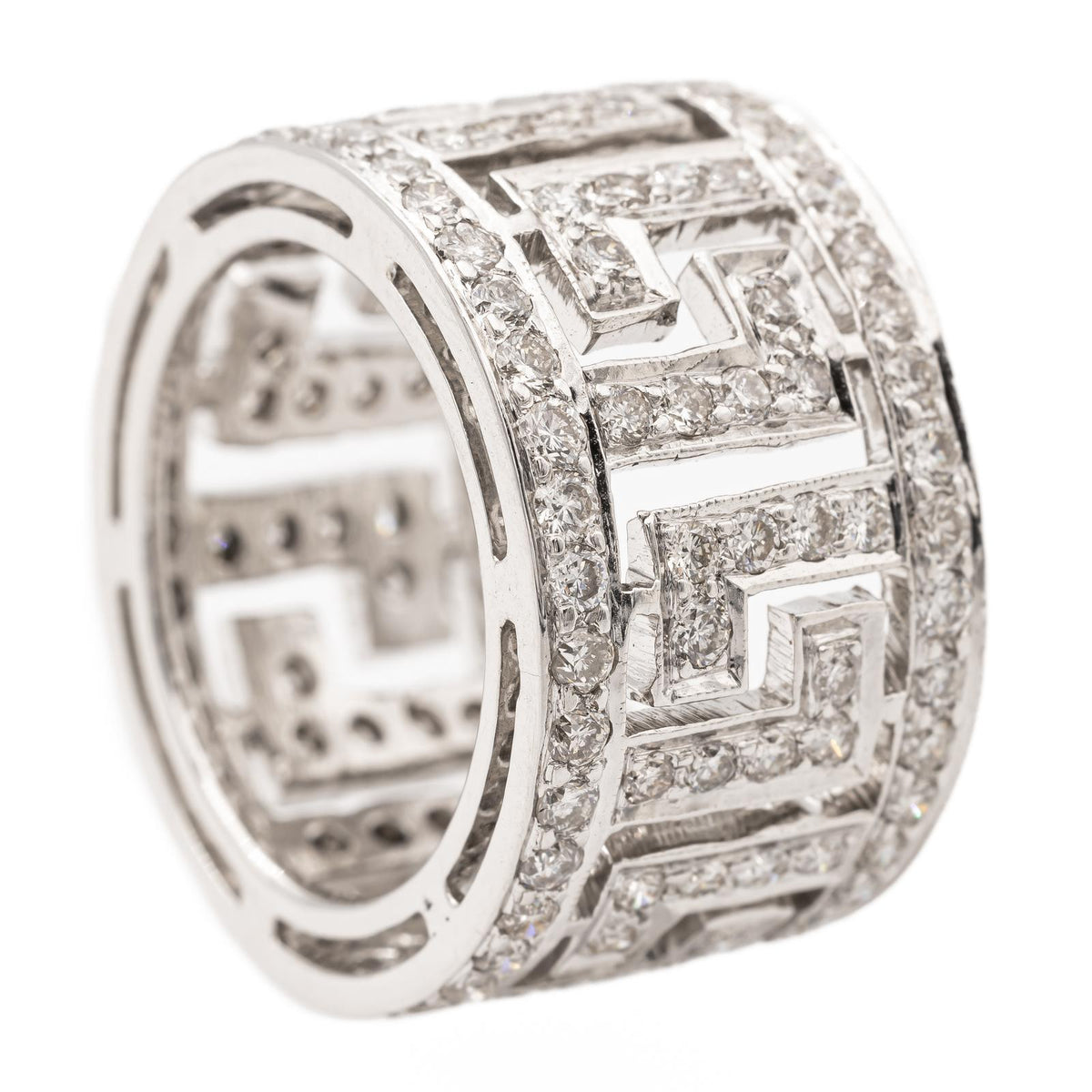 Bague Bandeau ajourée en or blanc et diamants