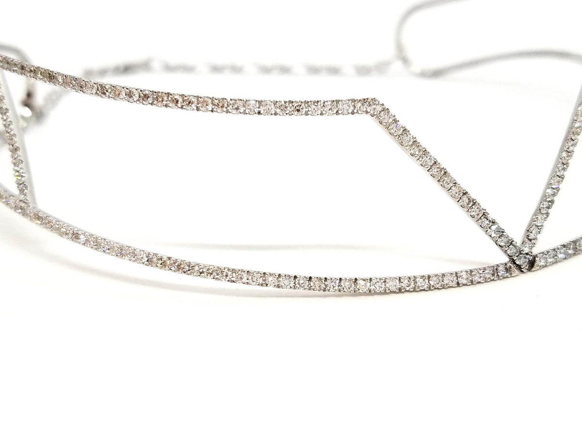 Collier Ras de cou graphique en or blanc et diamants