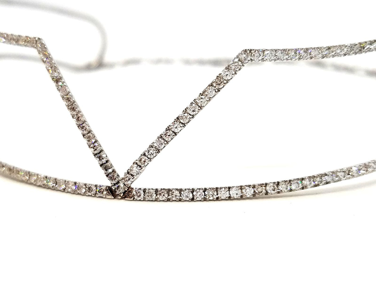 Collier Ras de cou graphique en or blanc et diamants