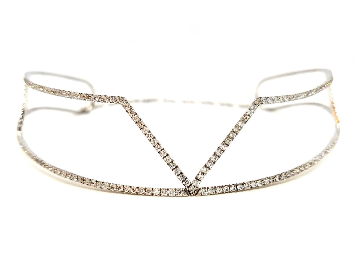 Collier Ras de cou graphique en or blanc et diamants