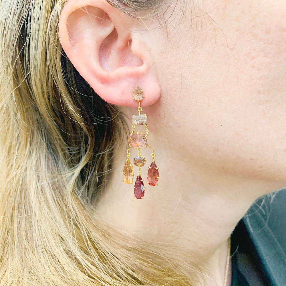 Boucles d'oreilles H.Stern,"Primavera", or jaune, tourmalines roses
