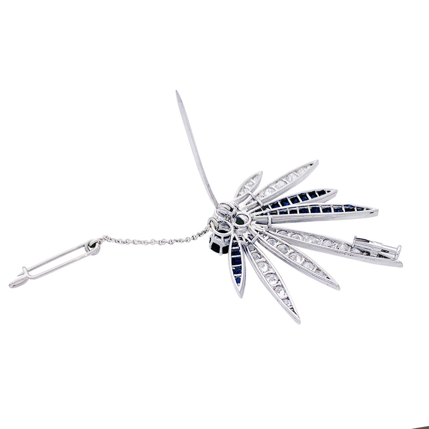 Broche en platine sertie de diamants et de saphirs, Vers 1925
