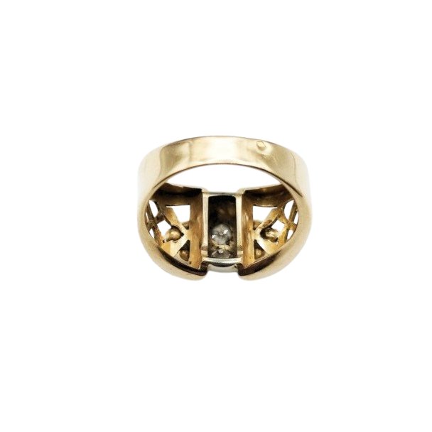Bague ajourée en or jaune et diamants - Castafiore