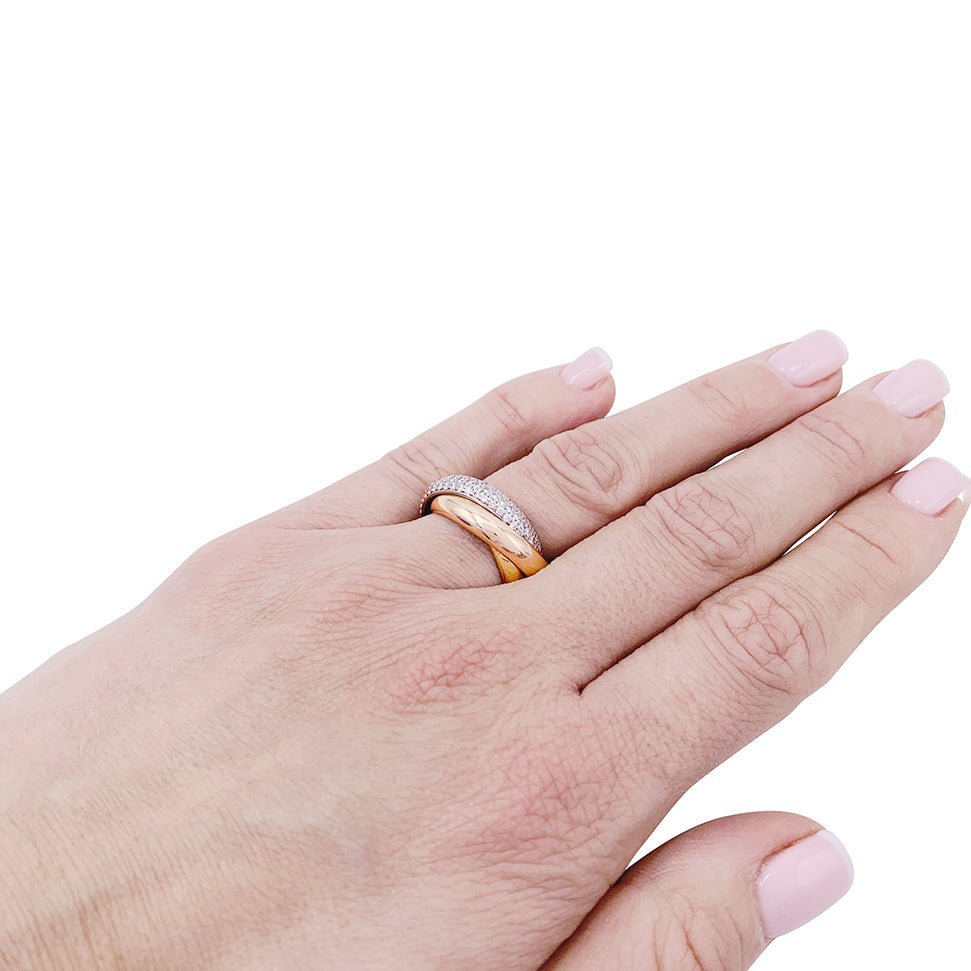 Bague Alliance CARTIER "Trinity" en 3 ors et diamants - Castafiore