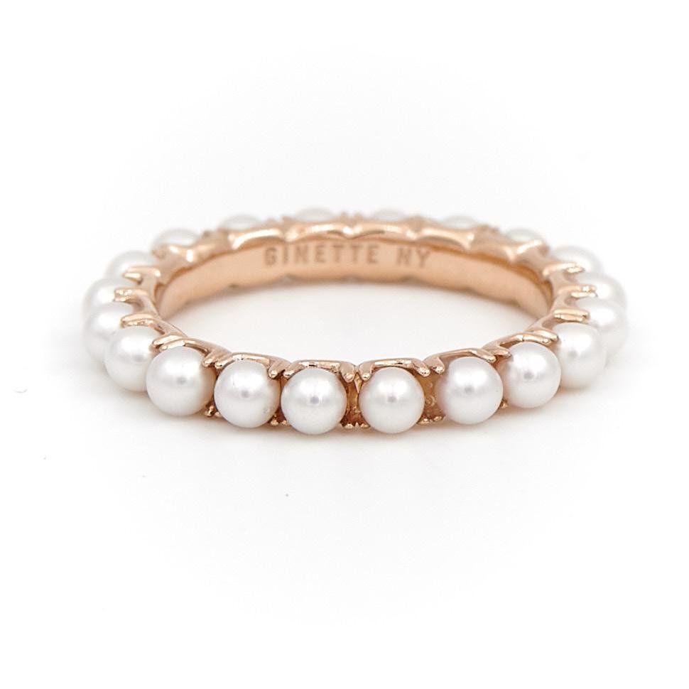 Bague Alliance GINETTE NY "Maria" en or rose et perles - Castafiore