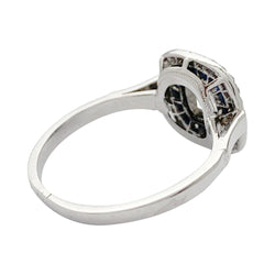 Bague Art déco, diamant coussin, saphirs calibrés - Castafiore