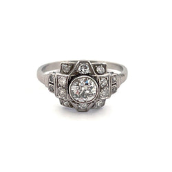 Bague Art Déco en platine et diamant - Castafiore