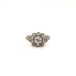 Bague Art Déco en platine et diamant - Castafiore