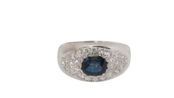 Bague Bandeau en or blanc, saphir et diamants - Castafiore