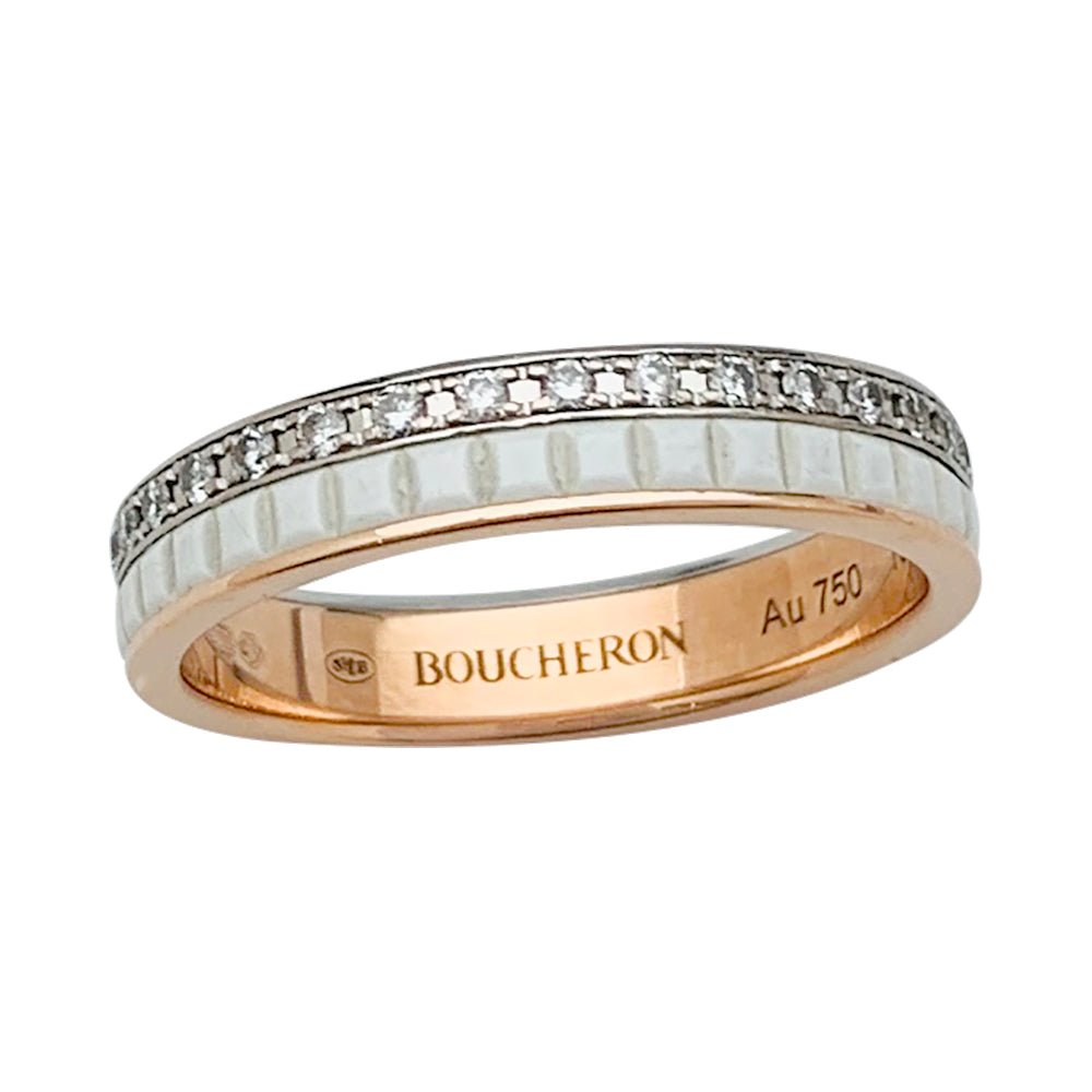Bague Boucheron, "Alliance Quatre White Edition", deux ors, céramique et diamants - Castafiore