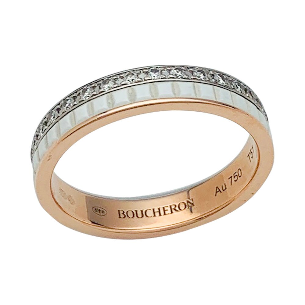 Bague Boucheron, "Alliance Quatre White Edition", deux ors, céramique et diamants - Castafiore