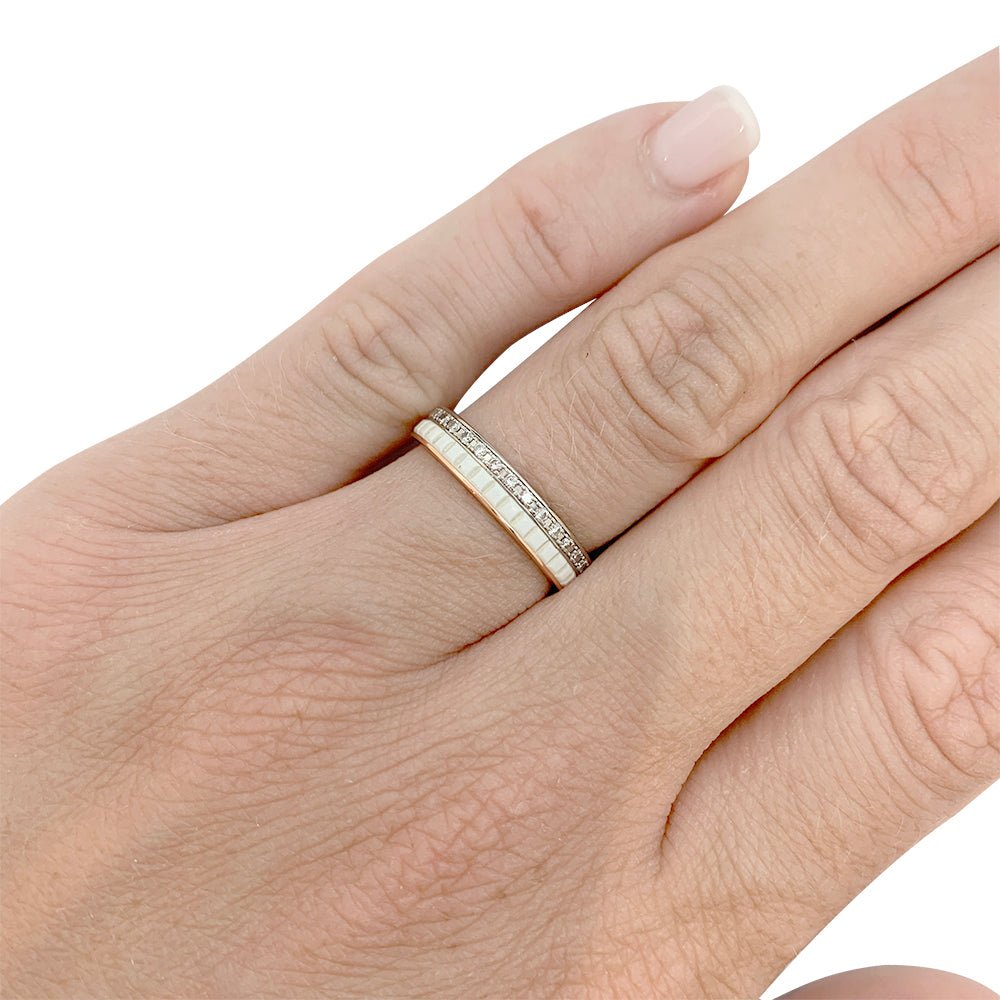 Bague Boucheron, "Alliance Quatre White Edition", deux ors, céramique et diamants - Castafiore