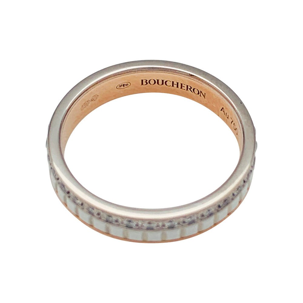 Bague Boucheron, "Alliance Quatre White Edition", deux ors, céramique et diamants - Castafiore