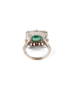 Bague BUCCELLATI en or jaune et or blanc avec émeraude et diamants - Castafiore