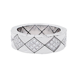 Bague CHANEL "Matelassé" en or blanc et diamants - Castafiore