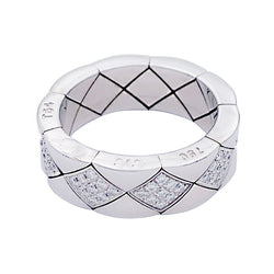 Bague CHANEL "Matelassé" en or blanc et diamants - Castafiore