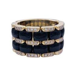 Bague CHANEL "Ultra" en or jaune , céramique et diamants - Castafiore
