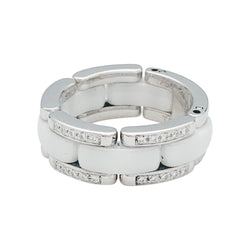 Bague CHANEL, "Ultra", or blanc, céramique blanche, diamants - Castafiore