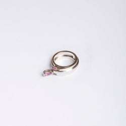 Bague CHAUMET en or blanc et en diamant et saphir rose - Castafiore