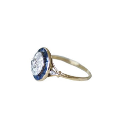 Bague cible Art Deco diamants et saphirs - Castafiore