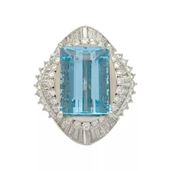 Bague cocktail aigue-marine et diamants - Castafiore