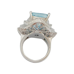 Bague cocktail aigue-marine et diamants - Castafiore