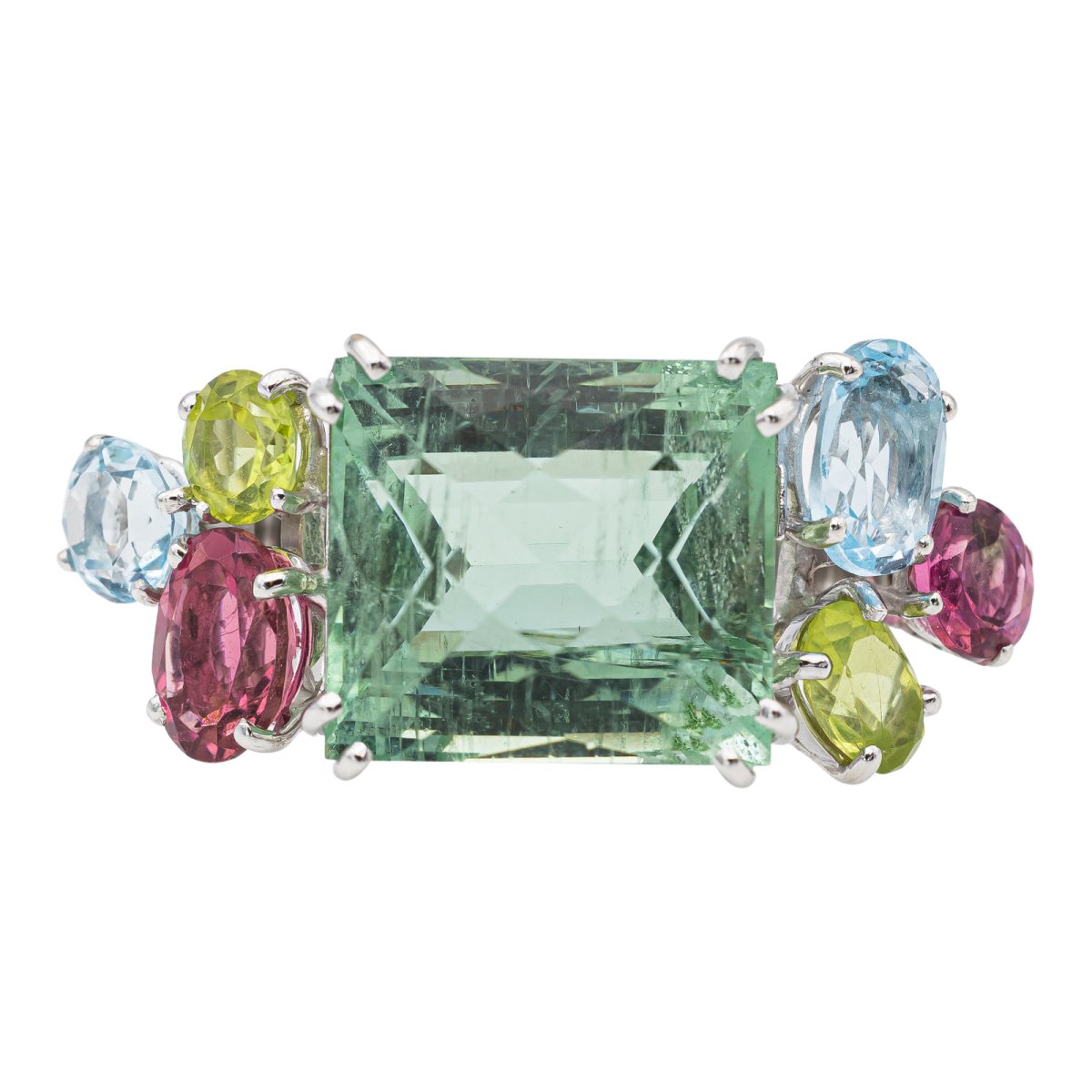 Bague Cocktail béryl et or blanc - Castafiore