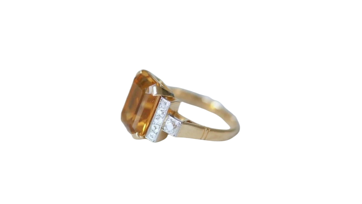 Bague cocktail citrine et diamants - Castafiore