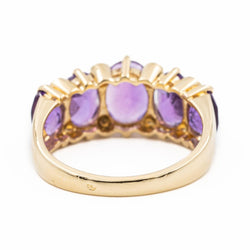 Bague Cocktail en or jaune, diamants et améthyste - Castafiore