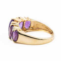 Bague Cocktail en or jaune, diamants et améthyste - Castafiore
