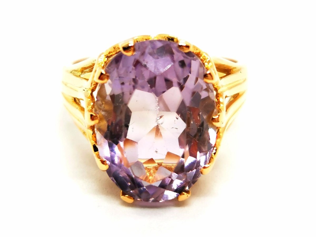 Bague Cocktail en or jaune et améthyste - Castafiore