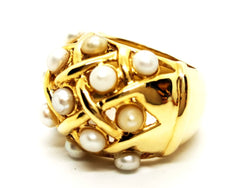 Bague Cocktail Or jaune Perle - Castafiore