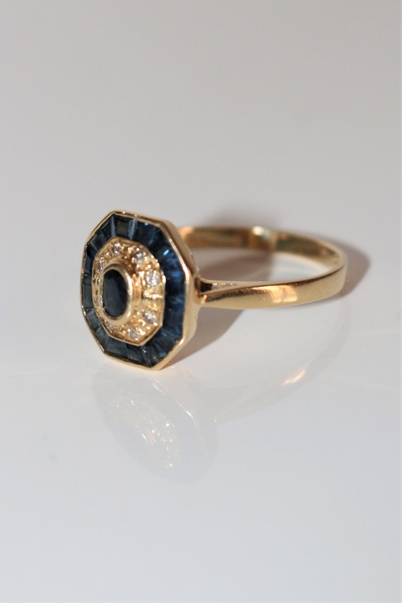 Bague de Style Art Déco Saphirs - Castafiore