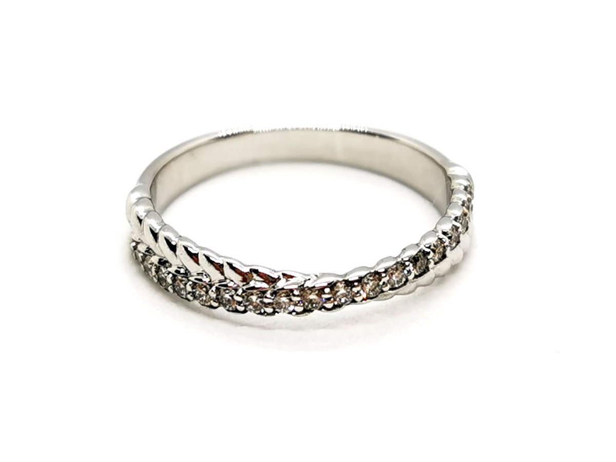 Bague Demi alliance Or blanc Diamant - Castafiore