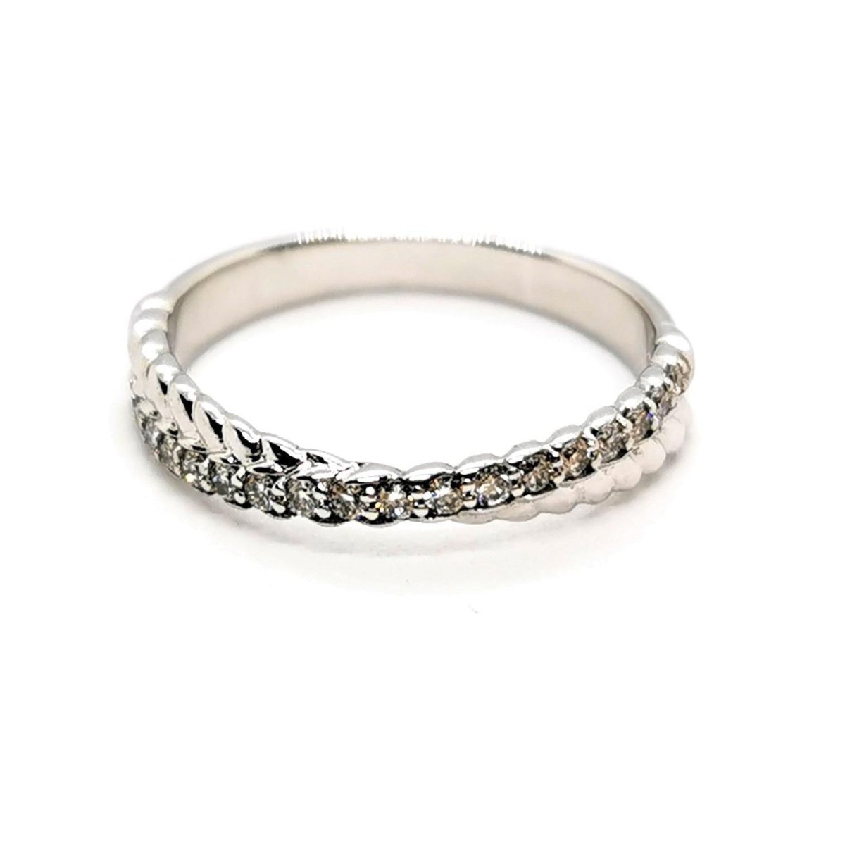 Bague Demi alliance Or blanc Diamant - Castafiore