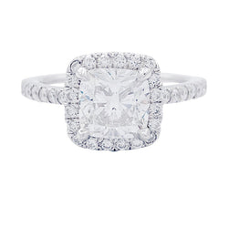 Bague diamant coussin, platine - Castafiore