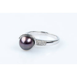 Bague diamant perle de Tahiti en or blanc 18 carats - Castafiore