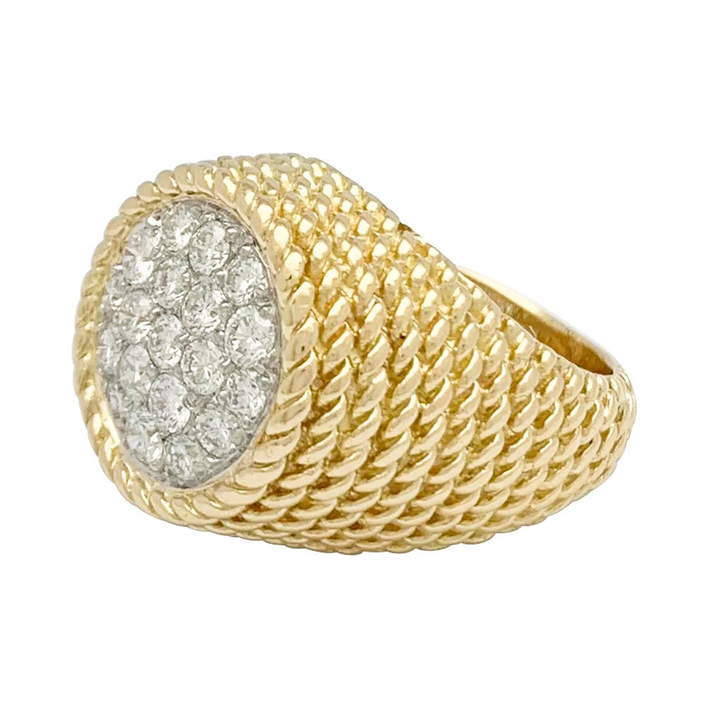 Bague dôme en or jaune, platine et diamants - Castafiore