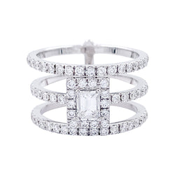Bague Edouard Nahum, "Trilogie Emeraude", diamants, or blanc - Castafiore