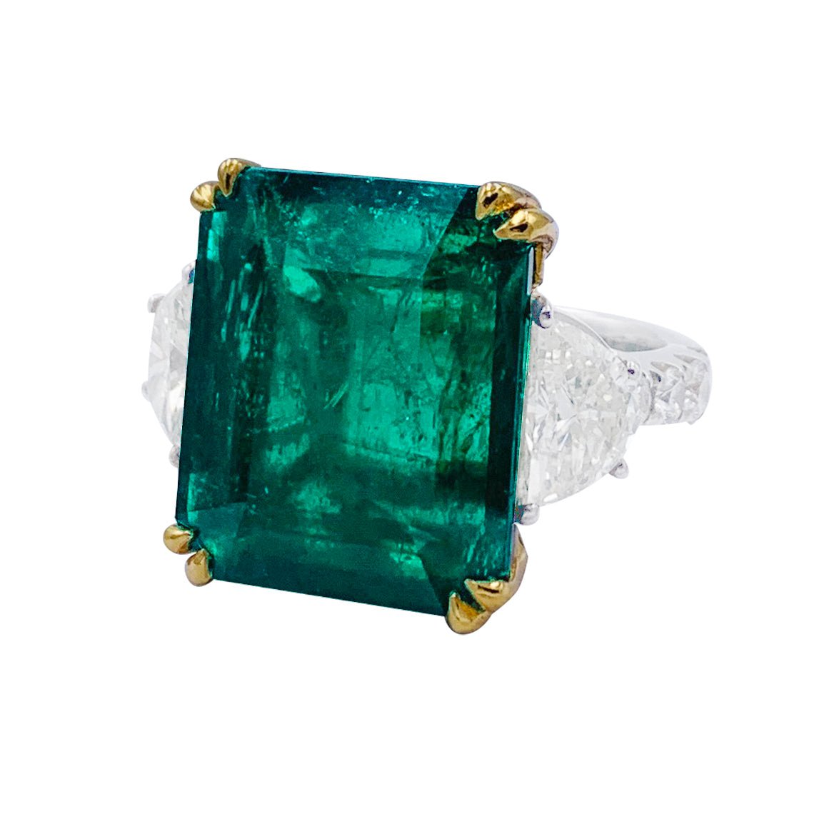 Bague émeraude or blanc, diamants - Castafiore