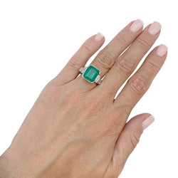Bague émeraude or blanc, diamants - Castafiore