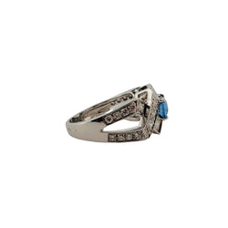 Bague en or blanc 18 carats en saphir et diamants - Castafiore