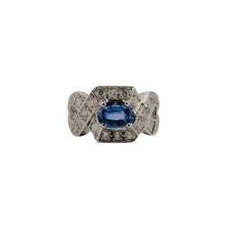 Bague en or blanc 18 carats en saphir et diamants - Castafiore