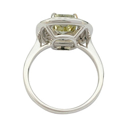 Bague en or blanc à entourage, centre diamant jaune 2,01 carats - Castafiore