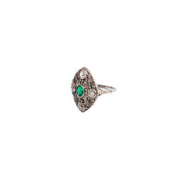 Bague en or blanc et en émeraude et diamants - Castafiore