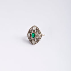 Bague en or blanc et en émeraude et diamants - Castafiore