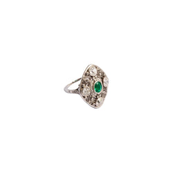 Bague en or blanc et en émeraude et diamants - Castafiore