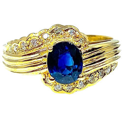 Bague en or jaune 18 carats en saphir et diamants - Castafiore